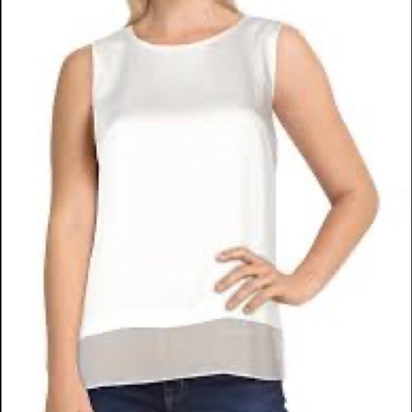 NWT Vince Camuto Ivory Sleeveless Blouse Size Large - Picture 1 of 6